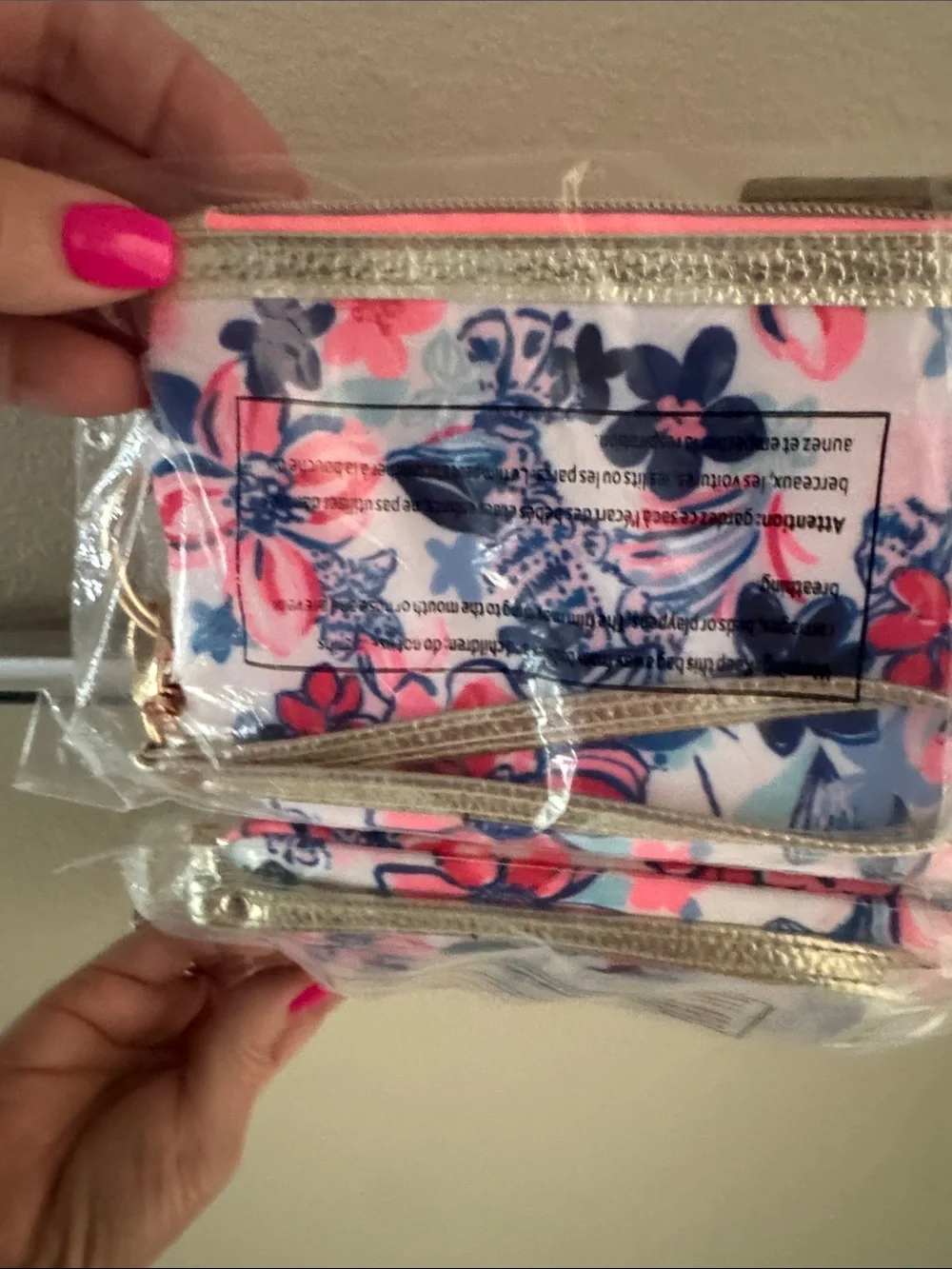 Lilly Pulitzer Multi Floral Zip Wallet with Gold Trim